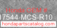Honda 17544-MCS-R10 genuine part number image