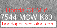 Honda 17544-MCW-K60 genuine part number image