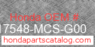 Honda 17548-MCS-G00 genuine part number image
