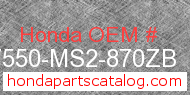 Honda 17550-MS2-870ZB genuine part number image