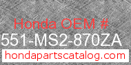 Honda 17551-MS2-870ZA genuine part number image
