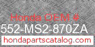 Honda 17552-MS2-870ZA genuine part number image