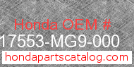 Honda 17553-MG9-000 genuine part number image
