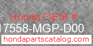 Honda 17558-MGP-D00 genuine part number image