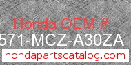 Honda 17571-MCZ-A30ZA genuine part number image