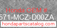 Honda 17571-MCZ-D00ZA genuine part number image