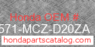 Honda 17571-MCZ-D20ZA genuine part number image