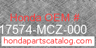 Honda 17574-MCZ-000 genuine part number image