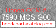 Honda 17590-MCS-G00 genuine part number image