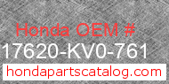 Honda 17620-KV0-761 genuine part number image