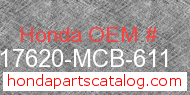 Honda 17620-MCB-611 genuine part number image