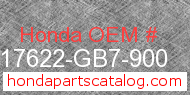 Honda 17622-GB7-900 genuine part number image