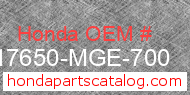 Honda 17650-MGE-700 genuine part number image