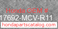 Honda 17692-MCV-R11 genuine part number image