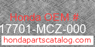 Honda 17701-MCZ-000 genuine part number image