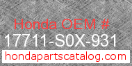 Honda 17711-S0X-931 genuine part number image