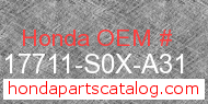 Honda 17711-S0X-A31 genuine part number image