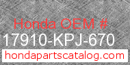 Honda 17910-KPJ-670 genuine part number image