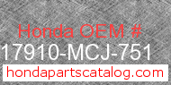 Honda 17910-MCJ-751 genuine part number image