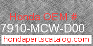Honda 17910-MCW-D00 genuine part number image