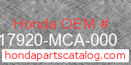 Honda 17920-MCA-000 genuine part number image