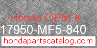 Honda 17950-MF5-840 genuine part number image