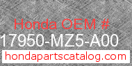 Honda 17950-MZ5-A00 genuine part number image