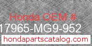 Honda 17965-MG9-952 genuine part number image