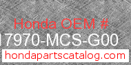 Honda 17970-MCS-G00 genuine part number image