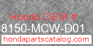 Honda 18150-MCW-D01 genuine part number image