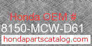 Honda 18150-MCW-D61 genuine part number image
