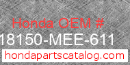 Honda 18150-MEE-611 genuine part number image