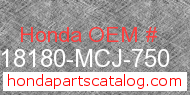 Honda 18180-MCJ-750 genuine part number image