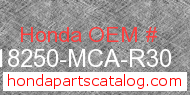Honda 18250-MCA-R30 genuine part number image