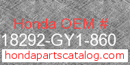 Honda 18292-GY1-860 genuine part number image