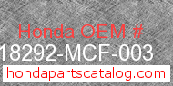 Honda 18292-MCF-003 genuine part number image