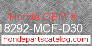 Honda 18292-MCF-D30 genuine part number image