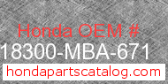 Honda 18300-MBA-671 genuine part number image