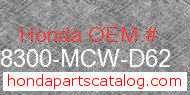 Honda 18300-MCW-D62 genuine part number image