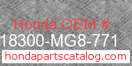 Honda 18300-MG8-771 genuine part number image