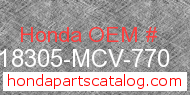 Honda 18305-MCV-770 genuine part number image
