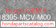 Honda 18305-MCV-M00 genuine part number image