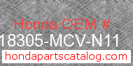 Honda 18305-MCV-N11 genuine part number image