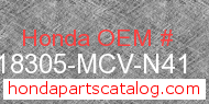 Honda 18305-MCV-N41 genuine part number image