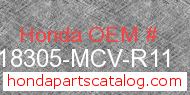 Honda 18305-MCV-R11 genuine part number image