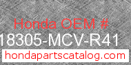 Honda 18305-MCV-R41 genuine part number image
