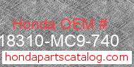 Honda 18310-MC9-740 genuine part number image