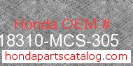 Honda 18310-MCS-305 genuine part number image