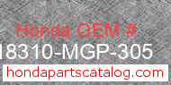 Honda 18310-MGP-305 genuine part number image