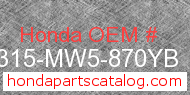 Honda 18315-MW5-870YB genuine part number image